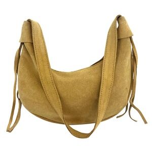 Suede Micro Crescent Bag Fringe Boho Y2K Kate Moss Sienna Miller Festival Hobo